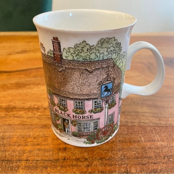 VTG Village Inns Tea Cup Mug The Black Horse Dunoon Sue Scullard Made In England - Picture 6 of 14